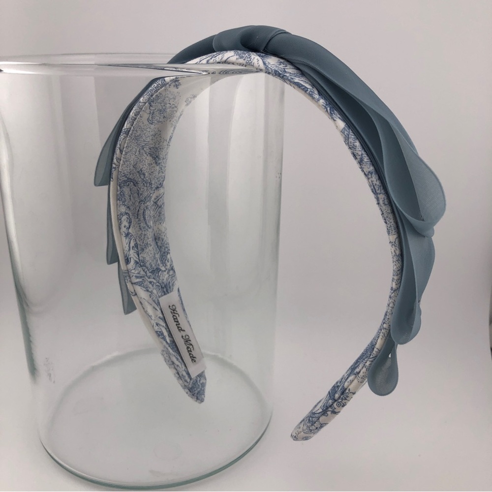 Sheer Ribbon Headband, New, Handmade - Blue